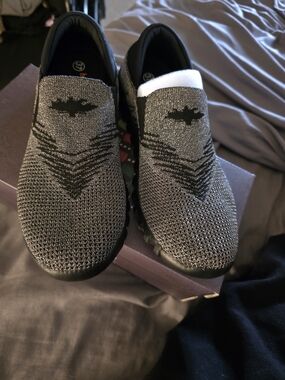 bernie mev. Woman's Slip-On Knit Loafers - Black & Gray